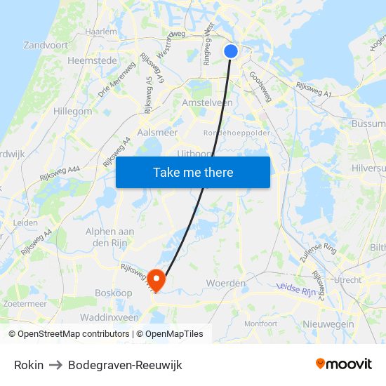 Rokin to Bodegraven-Reeuwijk map