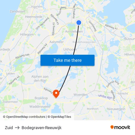 Zuid to Bodegraven-Reeuwijk map