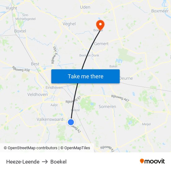 Heeze-Leende to Boekel map