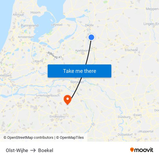 Olst-Wijhe to Boekel map