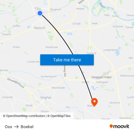 Oss to Boekel map