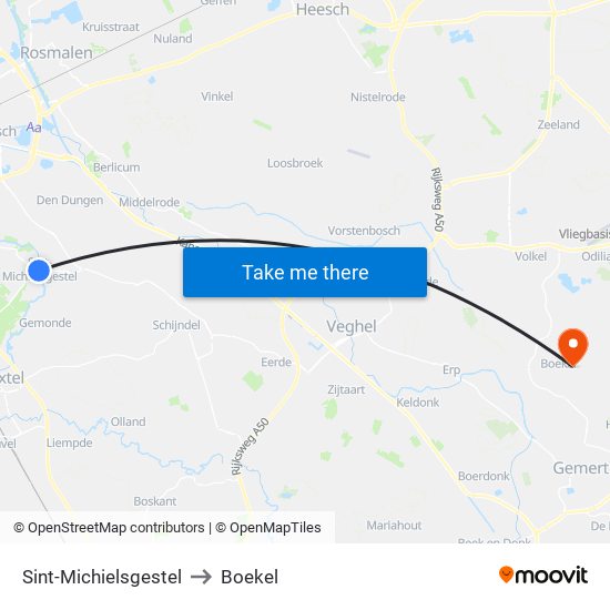 Sint-Michielsgestel to Boekel map