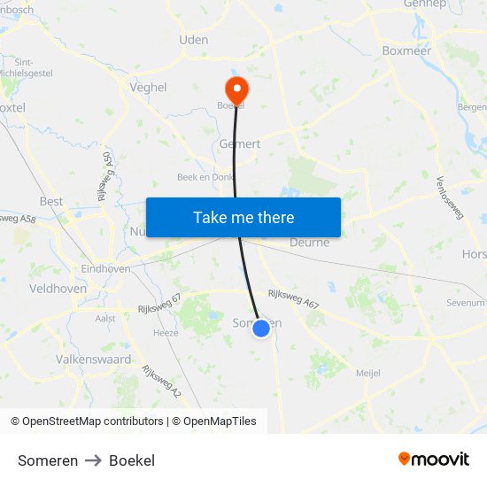 Someren to Boekel map