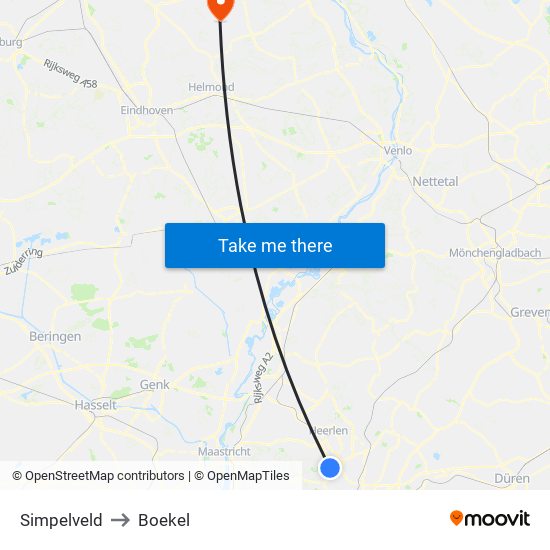 Simpelveld to Boekel map