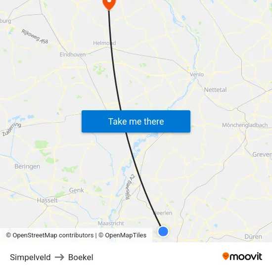 Simpelveld to Boekel map