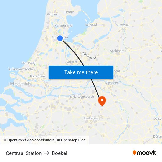 Centraal Station to Boekel map