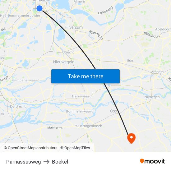 Parnassusweg to Boekel map