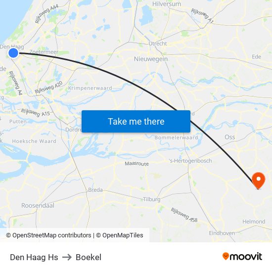 Den Haag Hs to Boekel map