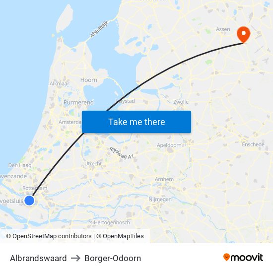 Albrandswaard to Borger-Odoorn map