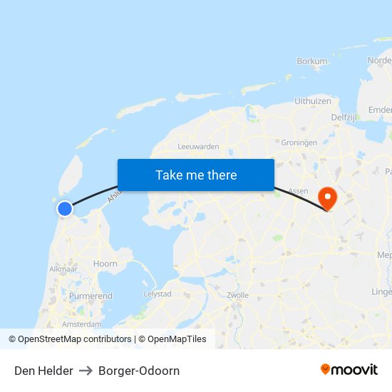 Den Helder to Borger-Odoorn map