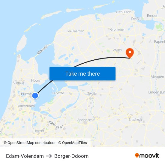 Edam-Volendam to Borger-Odoorn map