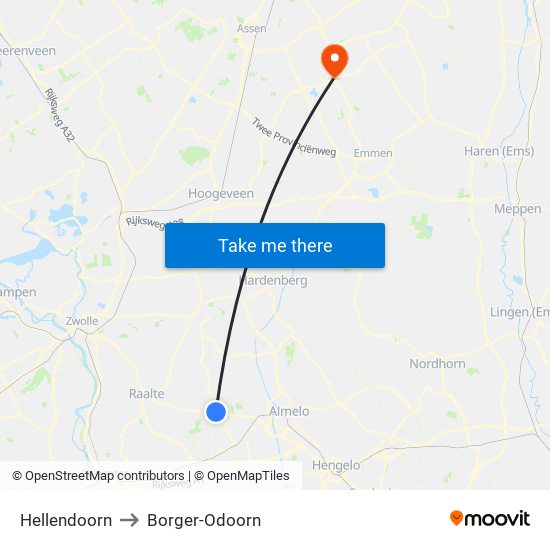 Hellendoorn to Borger-Odoorn map