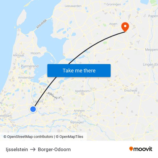 Ijsselstein to Borger-Odoorn map