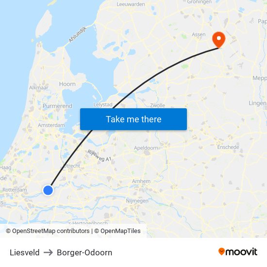 Liesveld to Borger-Odoorn map