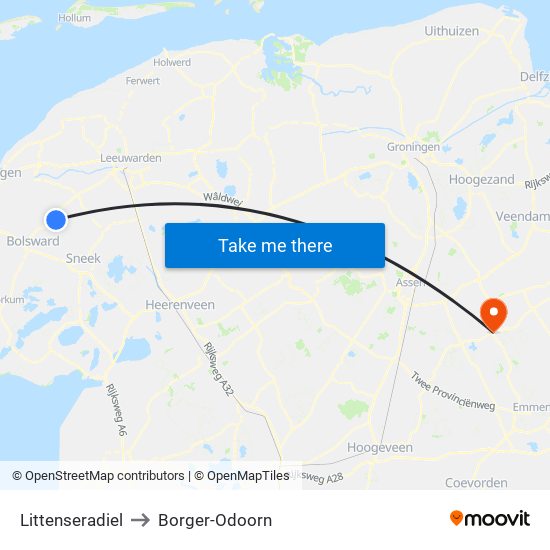 Littenseradiel to Borger-Odoorn map