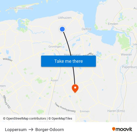 Loppersum to Borger-Odoorn map