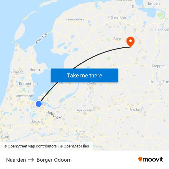 Naarden to Borger-Odoorn map