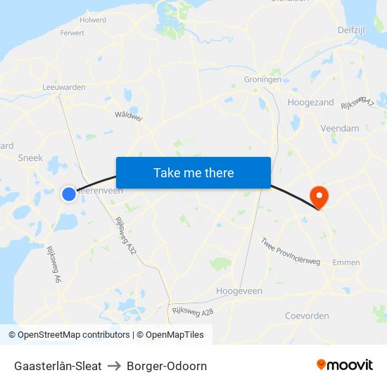 Gaasterlân-Sleat to Borger-Odoorn map