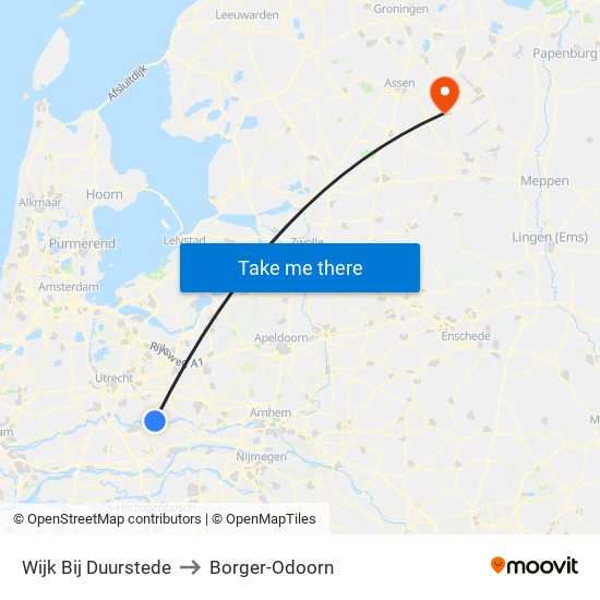 Wijk Bij Duurstede to Borger-Odoorn map