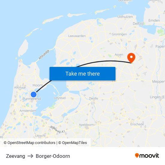 Zeevang to Borger-Odoorn map