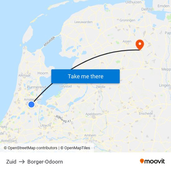 Zuid to Borger-Odoorn map