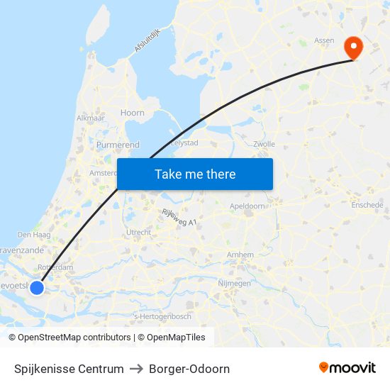 Spijkenisse Centrum to Borger-Odoorn map