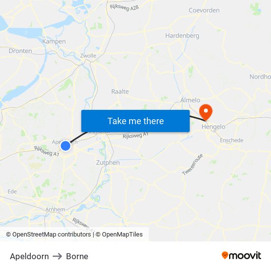 Apeldoorn to Borne map