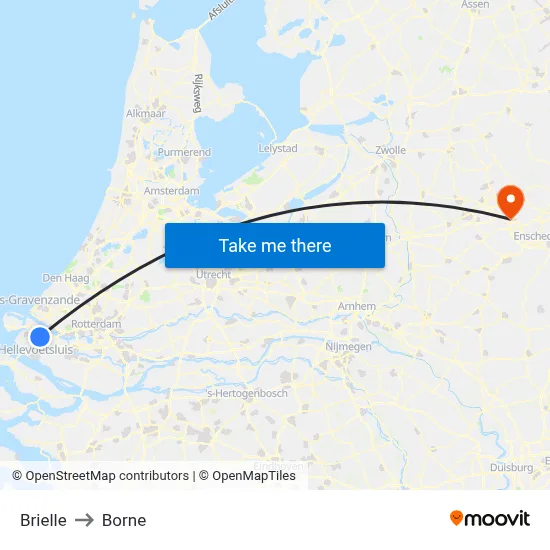Brielle to Borne map