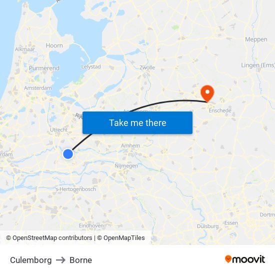 Culemborg to Borne map