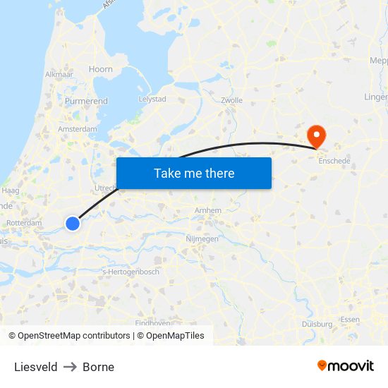Liesveld to Borne map