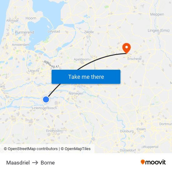 Maasdriel to Borne map