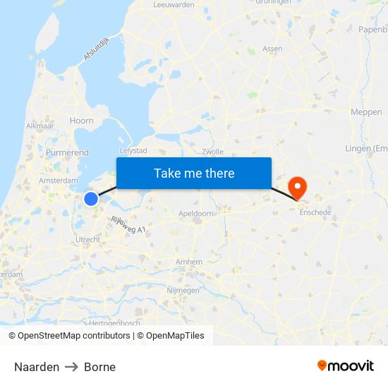 Naarden to Borne map