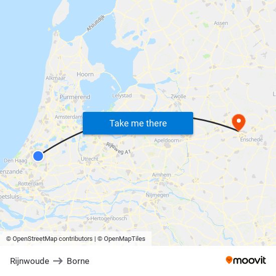 Rijnwoude to Borne map