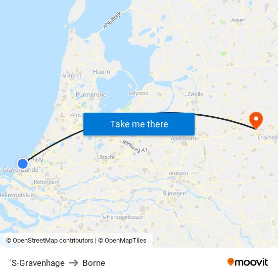 'S-Gravenhage to Borne map