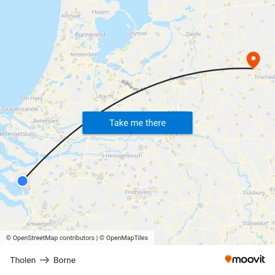 Tholen to Borne map