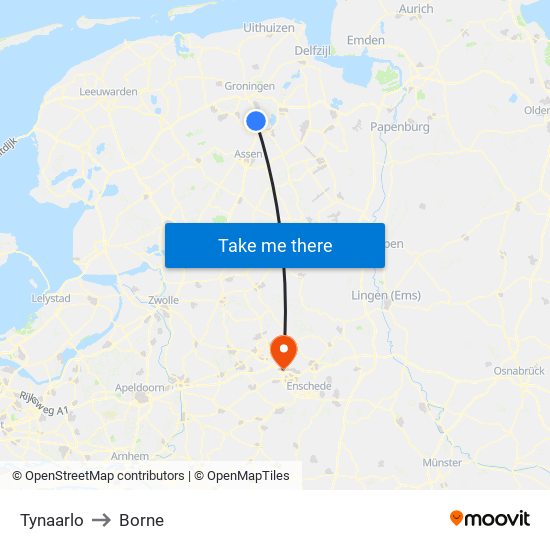 Tynaarlo to Borne map