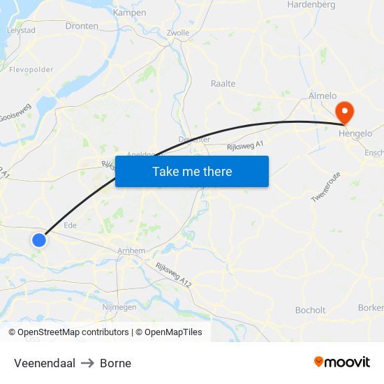 Veenendaal to Borne map