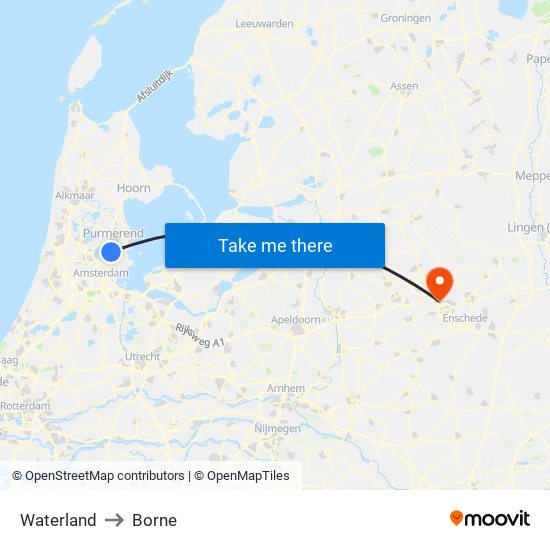 Waterland to Borne map