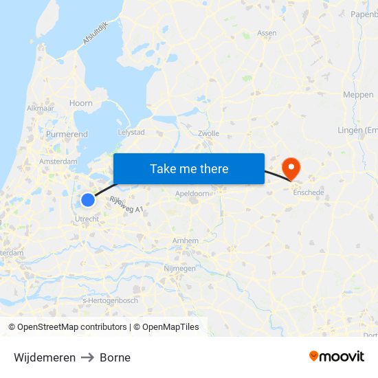 Wijdemeren to Borne map