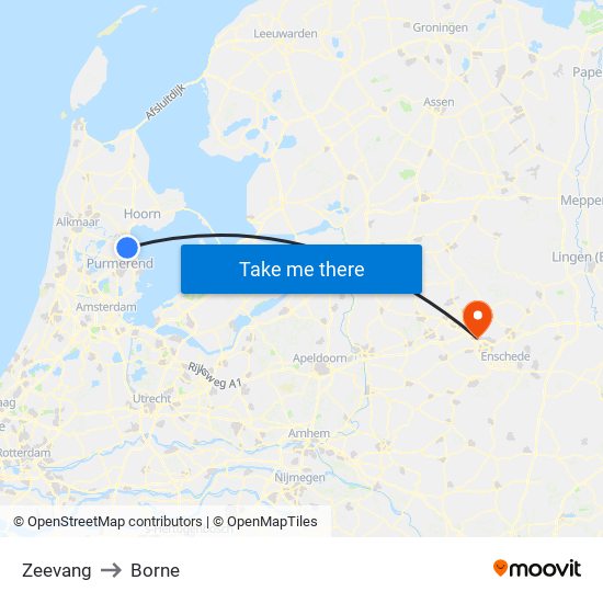 Zeevang to Borne map