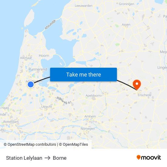 Station Lelylaan to Borne map