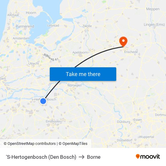'S-Hertogenbosch (Den Bosch) to Borne map