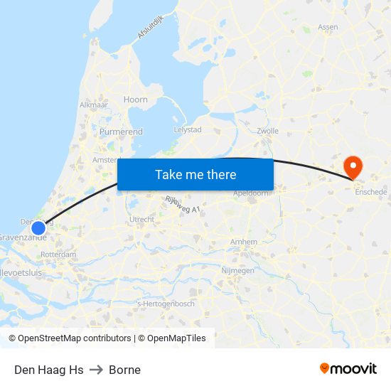 Den Haag Hs to Borne map