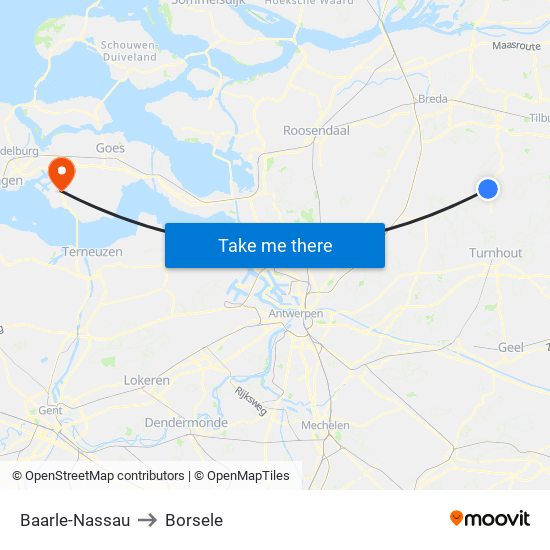 Baarle-Nassau to Borsele map