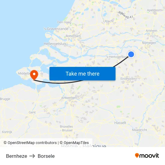 Bernheze to Borsele map