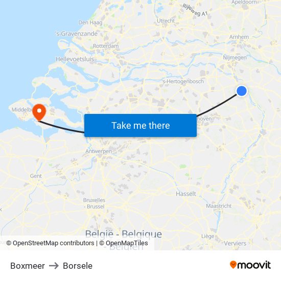 Boxmeer to Borsele map