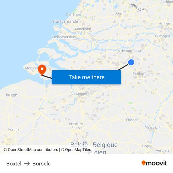 Boxtel to Borsele map