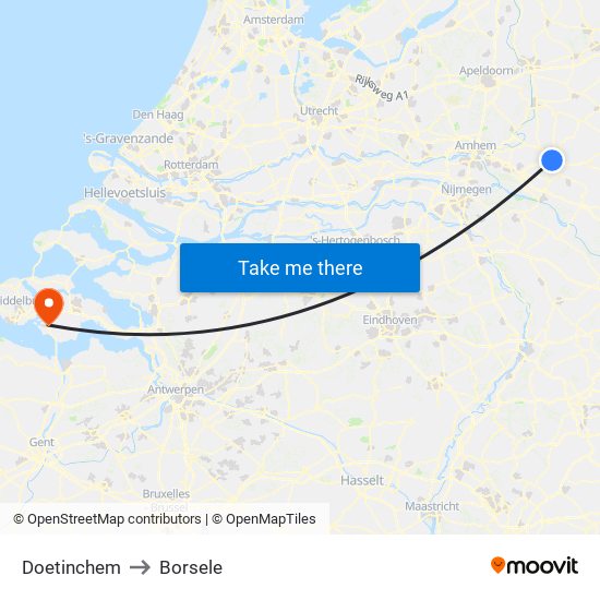 Doetinchem to Borsele map