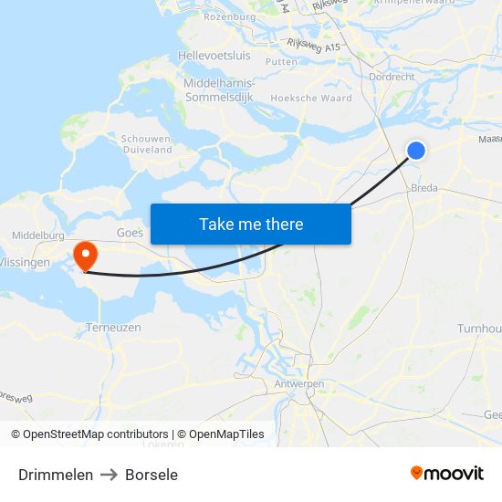 Drimmelen to Borsele map