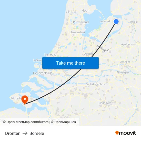 Dronten to Borsele map